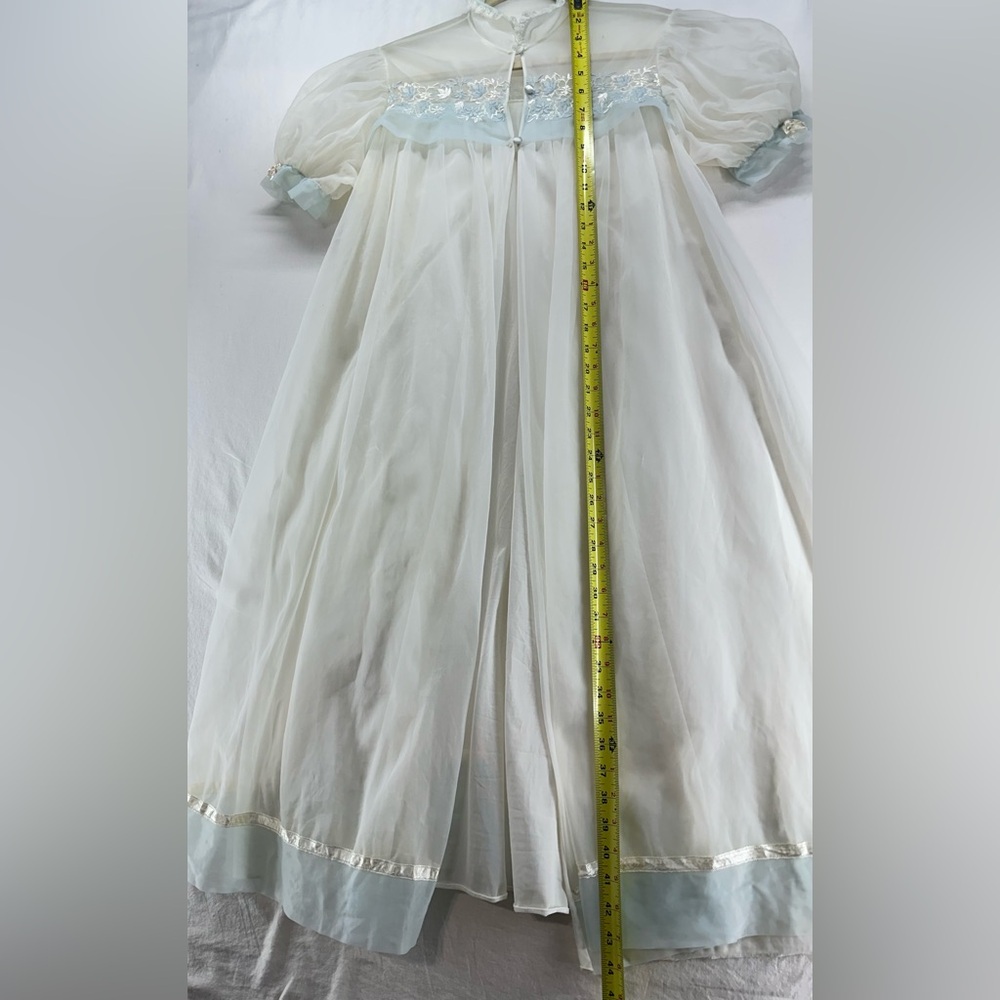 GOTHAM GOLD STRIPE Vintage Nightgown Robe Set Chiffon & Nylon White & Blue 32/S - Picture 15 of 16